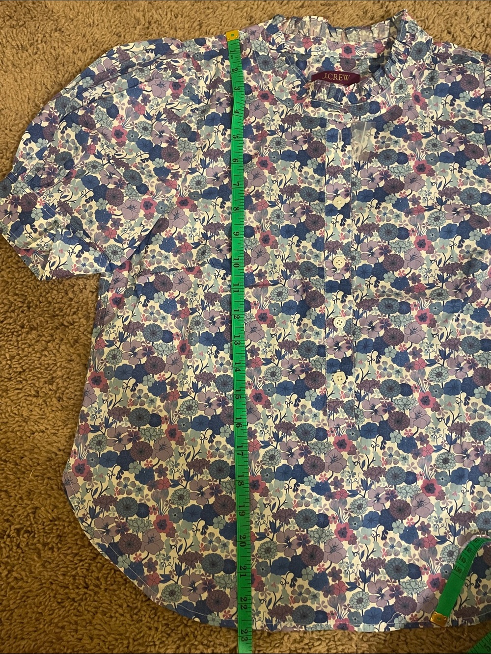 J. Crew Liberty of London Purple & Blue Floral Short-Sleeve Button-Down Top - Picture 8 of 10